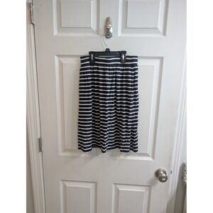 Boden Navy Blue White Striped Jersey A-Line Skirt Viscose - Size 6